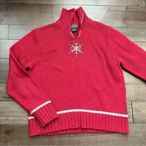 Vintage Woolrich Sweater Lambswool Angora Ramie Pullover Red Winter V-Neck M